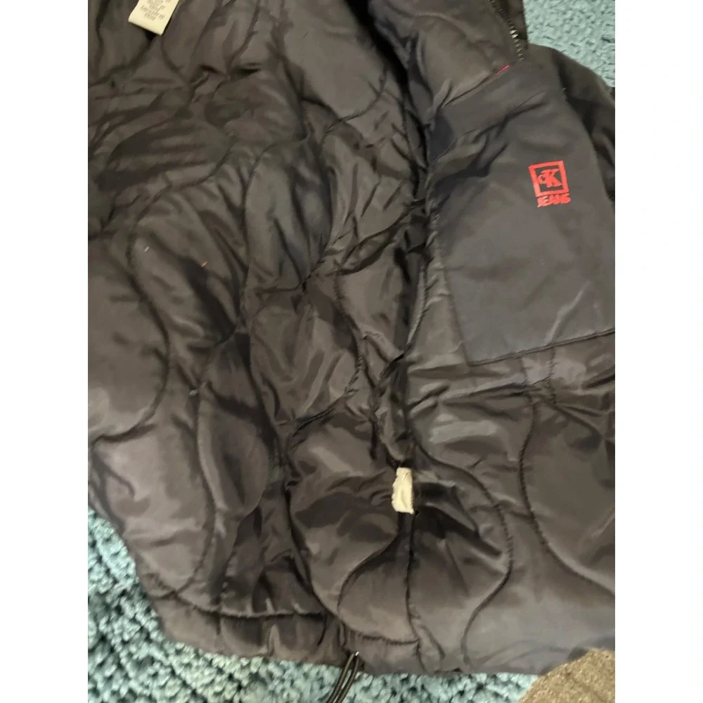 Calvin Klein Jeans Mens Black Puffer Jacket Full Zip Quilted Coat Small